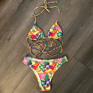 Beaded Floral Bikini Set